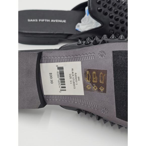 Saks Fifth Ave Rudy Studded Slides Mules Men’s 9.5 M Black NEW